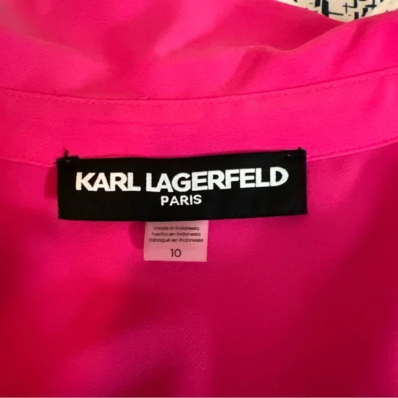 KARL LAGERFELD PARIS Belted Zip Up A Line Dress - Picture 5 of 8